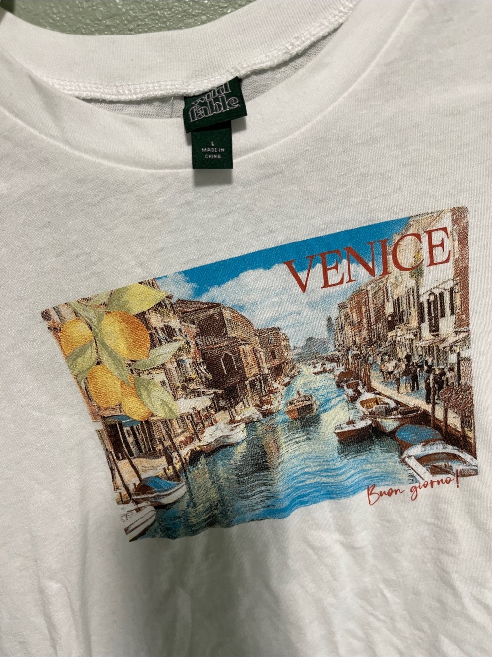 wild fable White Venice Canal Graphic Crop Top - Picture 3 of 3